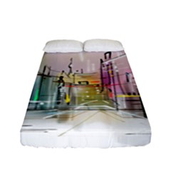 Drawing-watercolor-painting-city Fitted Sheet (full/ Double Size) by Sudhe