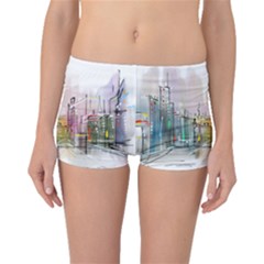 Drawing-watercolor-painting-city Boyleg Bikini Bottoms by Sudhe