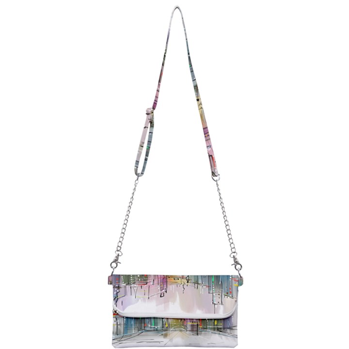 Drawing-watercolor-painting-city Mini Crossbody Handbag