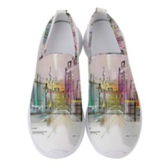 Drawing-watercolor-painting-city Women s Slip On Sneakers by Sudhe