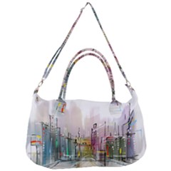 Drawing-watercolor-painting-city Removal Strap Handbag by Sudhe