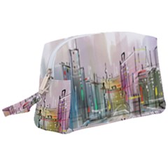 Drawing-watercolor-painting-city Wristlet Pouch Bag (large) by Sudhe