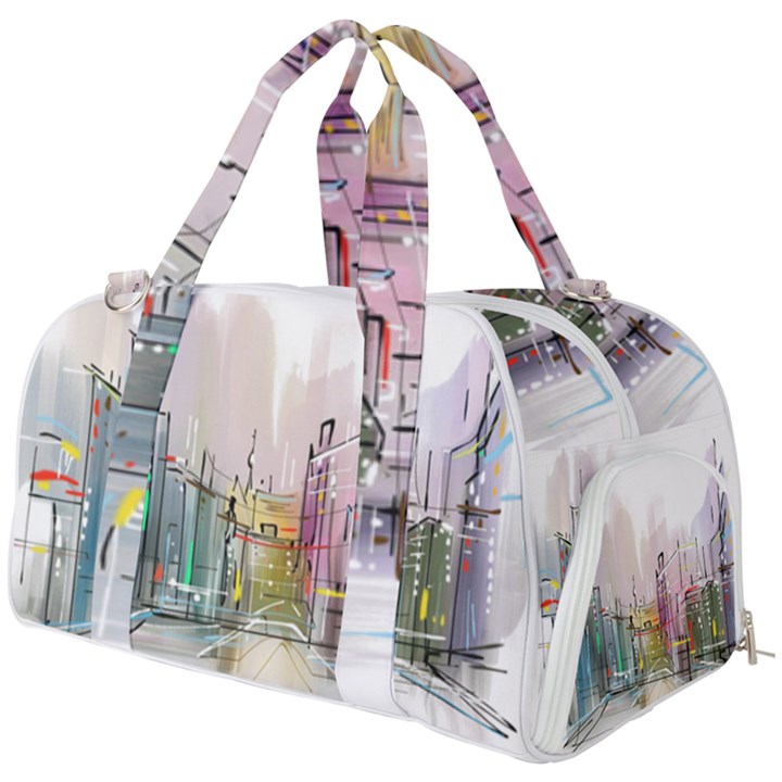 Drawing-watercolor-painting-city Burner Gym Duffel Bag