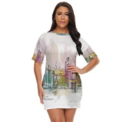 Drawing-watercolor-painting-city Just Threw It On Dress