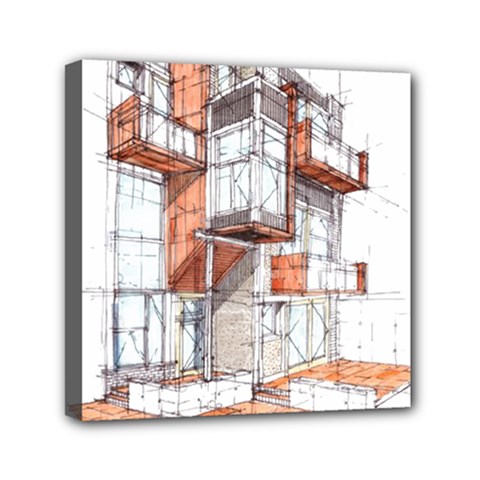 Rag-flats-onion-flats-llc-architecture-drawing Graffiti-architecture Mini Canvas 6  X 6  (stretched) by Sudhe