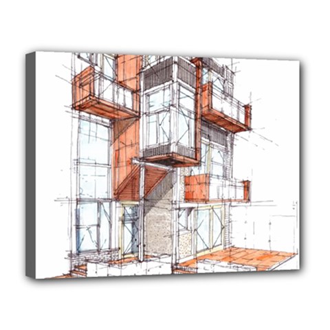 Rag-flats-onion-flats-llc-architecture-drawing Graffiti-architecture Canvas 14  X 11  (stretched) by Sudhe