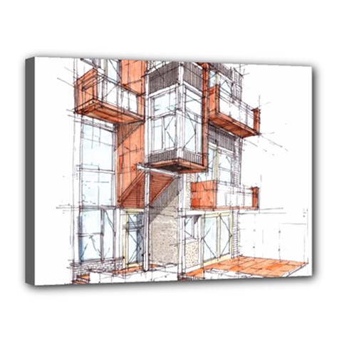 Rag-flats-onion-flats-llc-architecture-drawing Graffiti-architecture Canvas 16  X 12  (stretched) by Sudhe