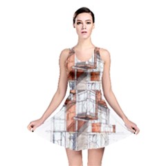 Rag-flats-onion-flats-llc-architecture-drawing Graffiti-architecture Reversible Skater Dress by Sudhe