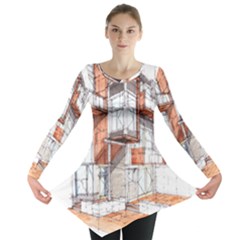 Rag-flats-onion-flats-llc-architecture-drawing Graffiti-architecture Long Sleeve Tunic  by Sudhe