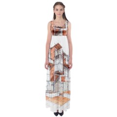 Rag-flats-onion-flats-llc-architecture-drawing Graffiti-architecture Empire Waist Maxi Dress