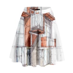 Rag-flats-onion-flats-llc-architecture-drawing Graffiti-architecture High Waist Skirt by Sudhe