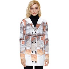 Rag-flats-onion-flats-llc-architecture-drawing Graffiti-architecture Button Up Hooded Coat  by Sudhe