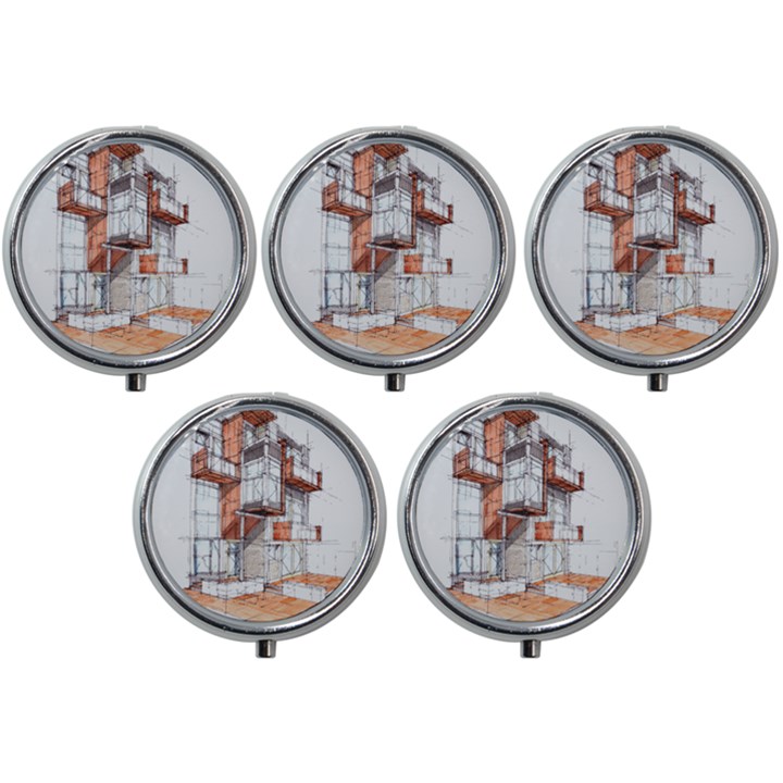 Rag-flats-onion-flats-llc-architecture-drawing Graffiti-architecture Mini Round Pill Box (Pack of 5)