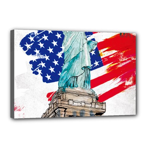 Statue Of Liberty Independence Day Poster Art Canvas 18  X 12  (stretched) by Sudhe