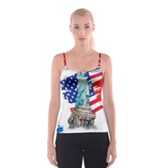 Statue Of Liberty Independence Day Poster Art Spaghetti Strap Top by Sudhe