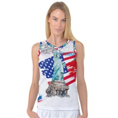 Statue Of Liberty Independence Day Poster Art Women s Basketball Tank Top by Sudhe