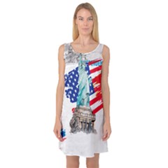 Statue Of Liberty Independence Day Poster Art Sleeveless Satin Nightdress by Sudhe