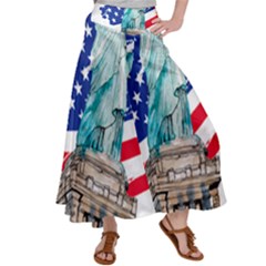 Statue Of Liberty Independence Day Poster Art Satin Palazzo Pants by Sudhe