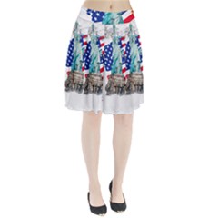 Statue Of Liberty Independence Day Poster Art Pleated Skirt by Sudhe