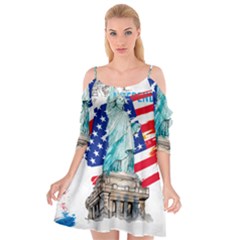 Statue Of Liberty Independence Day Poster Art Cutout Spaghetti Strap Chiffon Dress by Sudhe