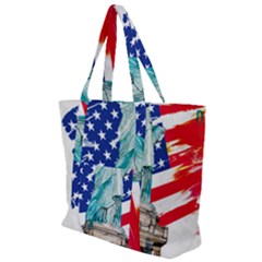 Statue Of Liberty Independence Day Poster Art Zip Up Canvas Bag by Sudhe