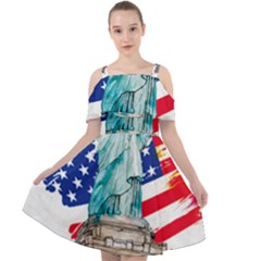 Statue Of Liberty Independence Day Poster Art Cut Out Shoulders Chiffon Dress by Sudhe