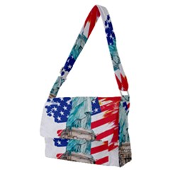 Statue Of Liberty Independence Day Poster Art Full Print Messenger Bag (m) by Sudhe