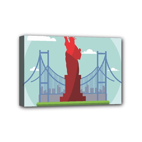 New-york-usa-liberty-landmark Mini Canvas 6  X 4  (stretched) by Sudhe