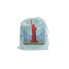 New-york-usa-liberty-landmark Drawstring Pouch (small) by Sudhe