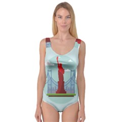 New-york-usa-liberty-landmark Princess Tank Leotard  by Sudhe