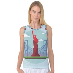 New-york-usa-liberty-landmark Women s Basketball Tank Top by Sudhe