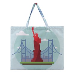 New-york-usa-liberty-landmark Zipper Large Tote Bag by Sudhe