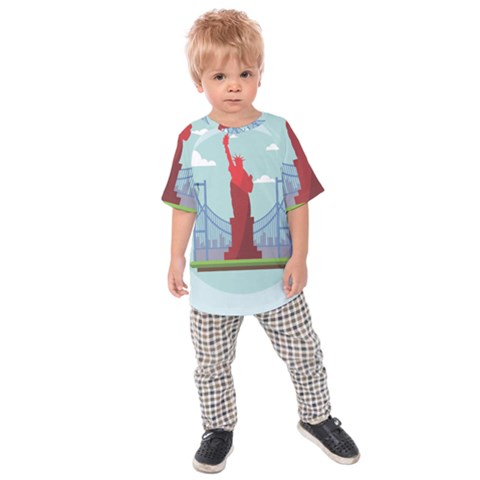 New-york-usa-liberty-landmark Kids  Raglan Tee by Sudhe