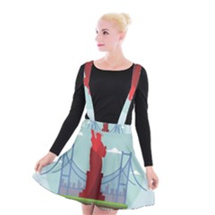 New-york-usa-liberty-landmark Suspender Skater Skirt by Sudhe