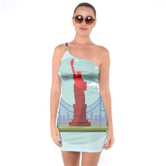 New-york-usa-liberty-landmark One Soulder Bodycon Dress by Sudhe