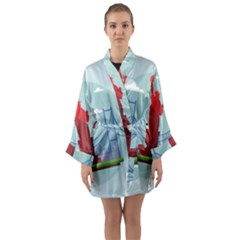 New-york-usa-liberty-landmark Long Sleeve Satin Kimono by Sudhe