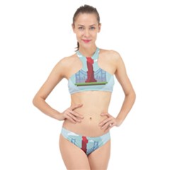 New-york-usa-liberty-landmark High Neck Bikini Set