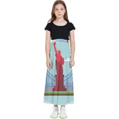 New-york-usa-liberty-landmark Kids  Flared Maxi Skirt by Sudhe