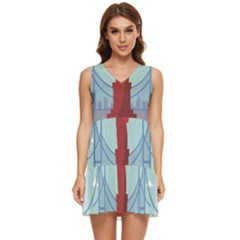 New-york-usa-liberty-landmark Tiered Sleeveless Mini Dress