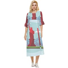 New-york-usa-liberty-landmark Double Cuff Midi Dress