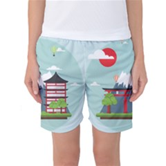 Japan-landmark-landscape-view Women s Basketball Shorts by Sudhe