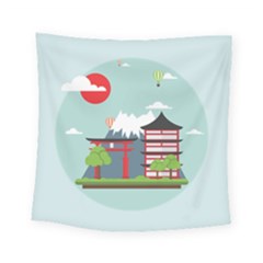 Japan-landmark-landscape-view Square Tapestry (small) by Sudhe