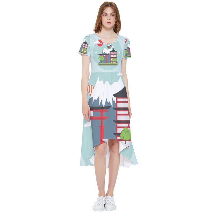 Japan-landmark-landscape-view High Low Boho Dress