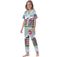 Japan-landmark-landscape-view Kids  Satin Short Sleeve Pajamas Set by Sudhe