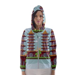 China-landmark-landscape-chinese Women s Hooded Windbreaker by Sudhe