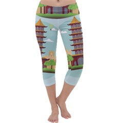 China-landmark-landscape-chinese Capri Yoga Leggings by Sudhe