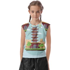 China-landmark-landscape-chinese Kids  Raglan Cap Sleeve Tee by Sudhe