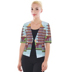 China-landmark-landscape-chinese Cropped Button Cardigan