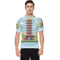 China-landmark-landscape-chinese Men s Short Sleeve Rash Guard by Sudhe