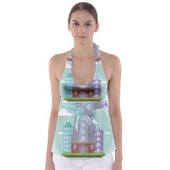 Amsterdam-landmark-landscape Babydoll Tankini Top by Sudhe